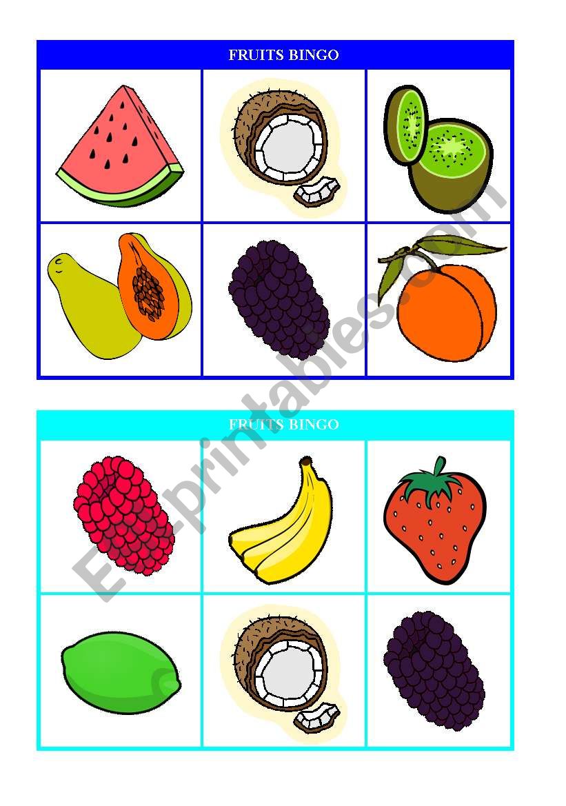 Fruits Bingo (cards 9 & 10) Last set! Fully Editable