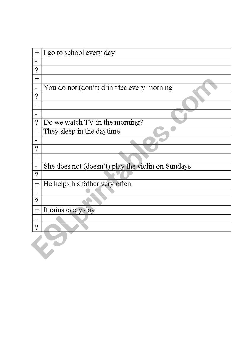 Present Simple worksheet