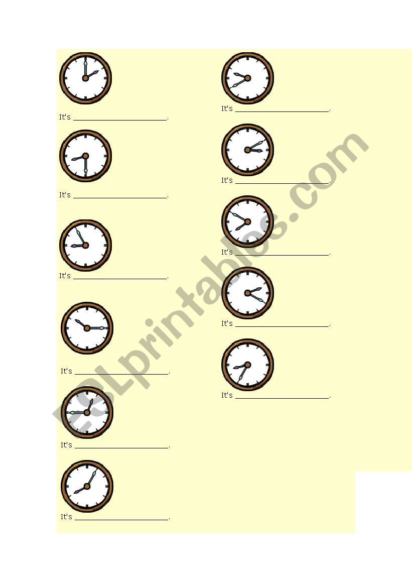 the time worksheet