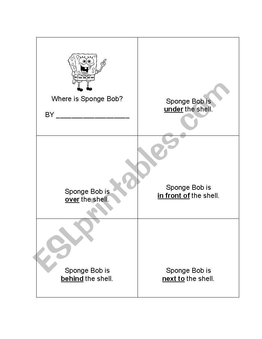 SpongeBob Prepositions Book worksheet