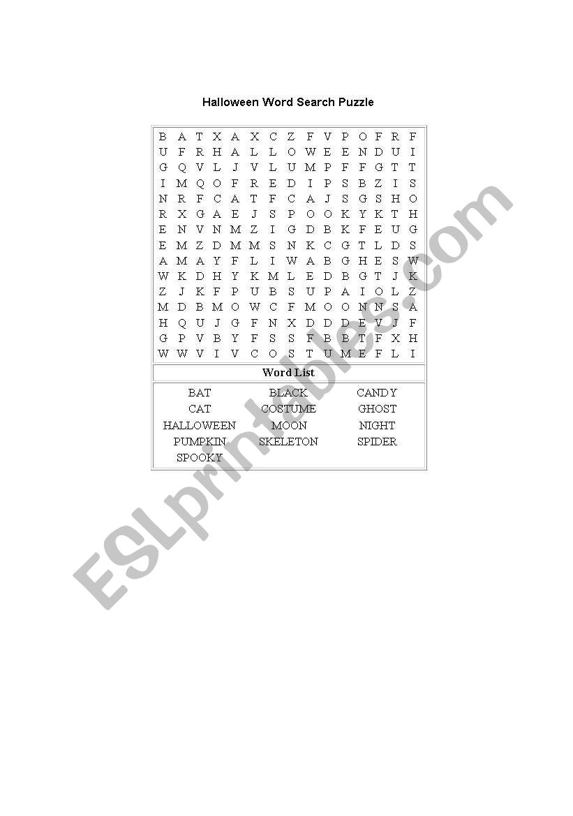 Halloween Crossword worksheet