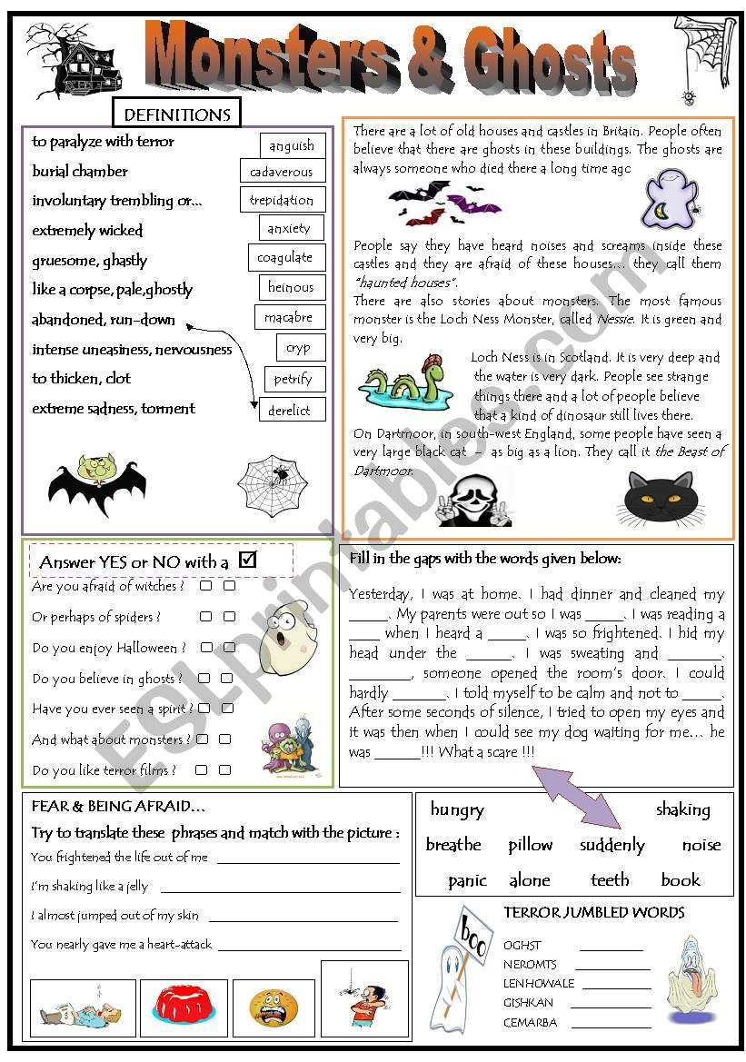 MONSTERS & GHOSTS worksheet