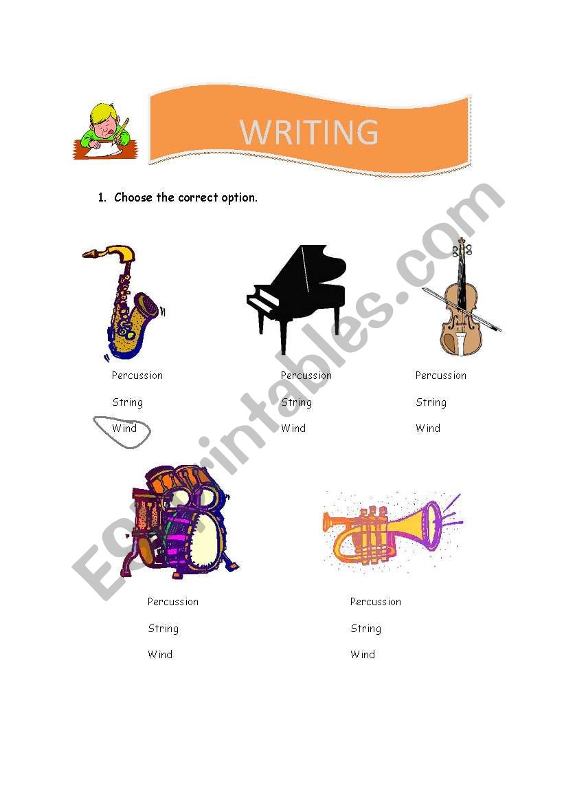 Musical instruments worksheet