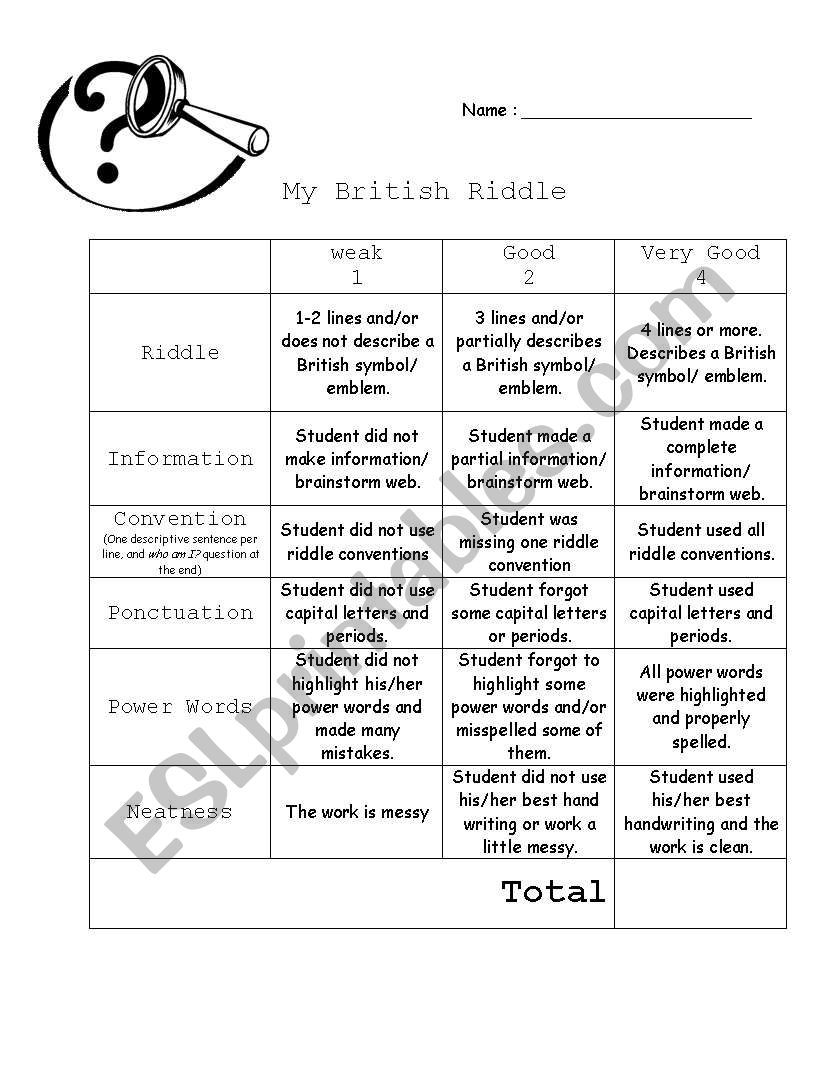 Riddles worksheet