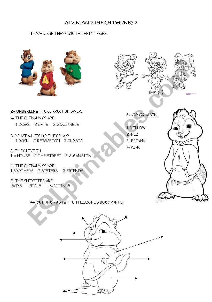 alvin and the chipmunks 2 worksheet