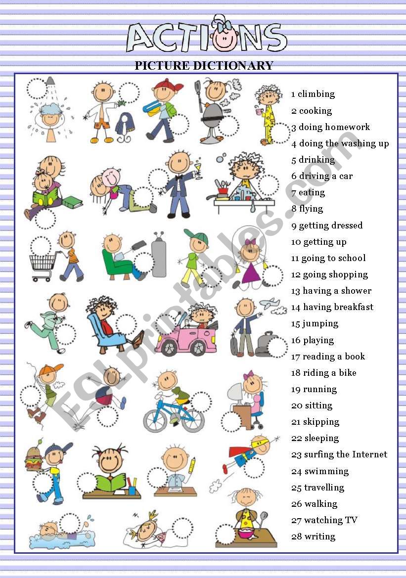 ACTIONS picture dictionary worksheet