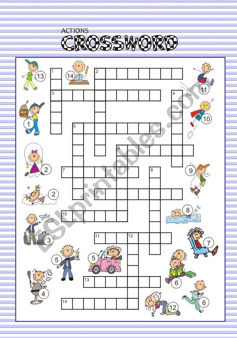 ACTIONS crossword worksheet