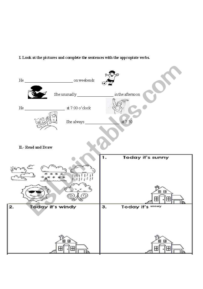 routines, weather, hours worksheet