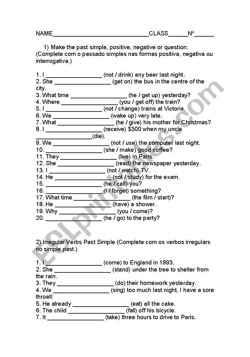 simple past worksheet