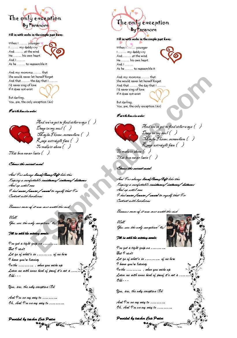 The only exception - song worksheet