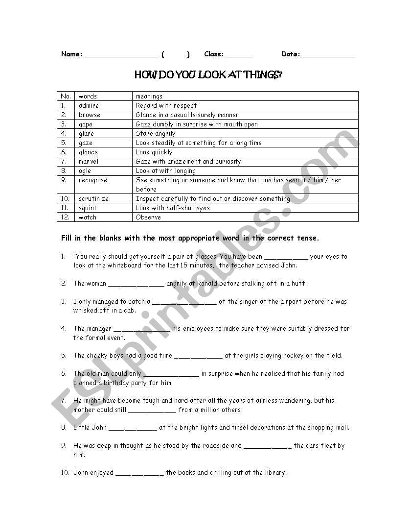 HORSING AND LOOKING AROUND  worksheet