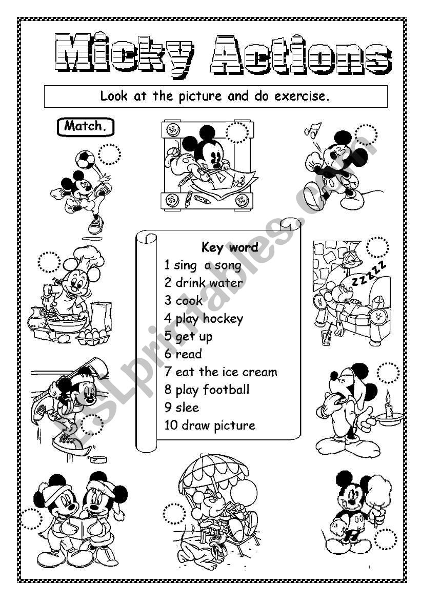 Micky Actions worksheet