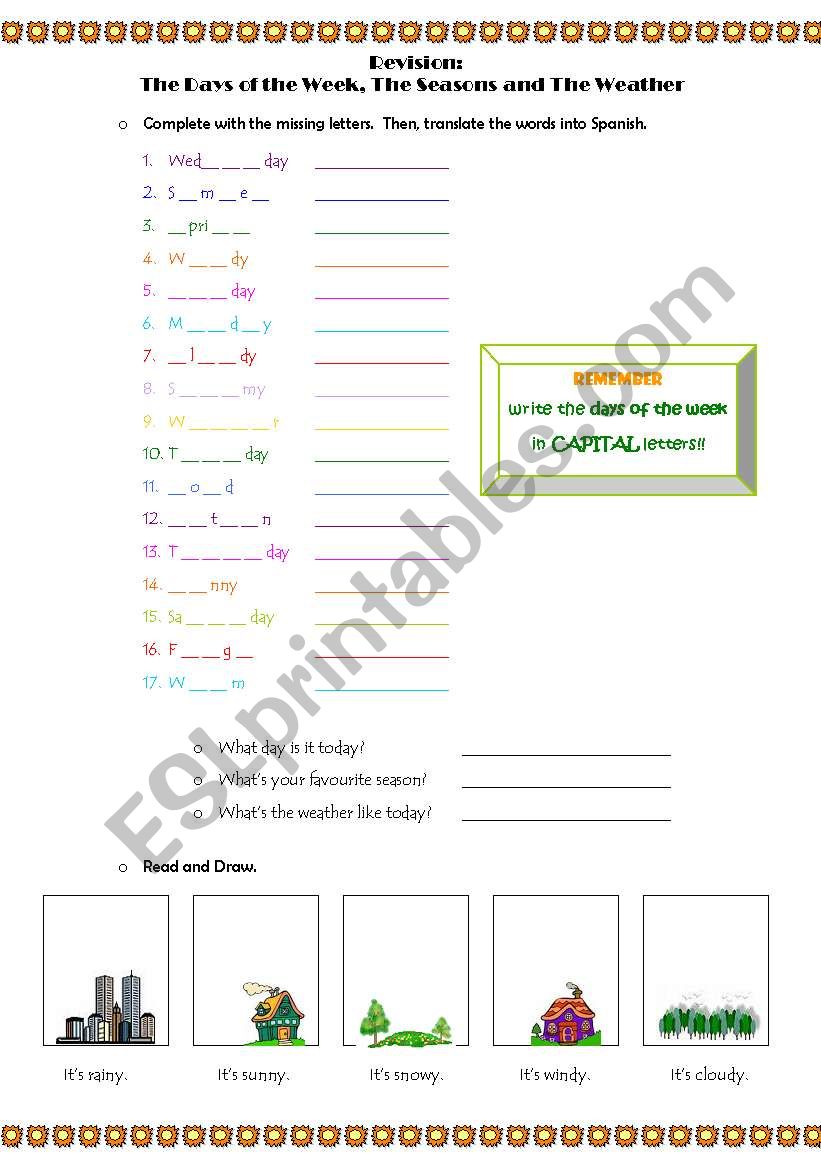 Weather worksheet