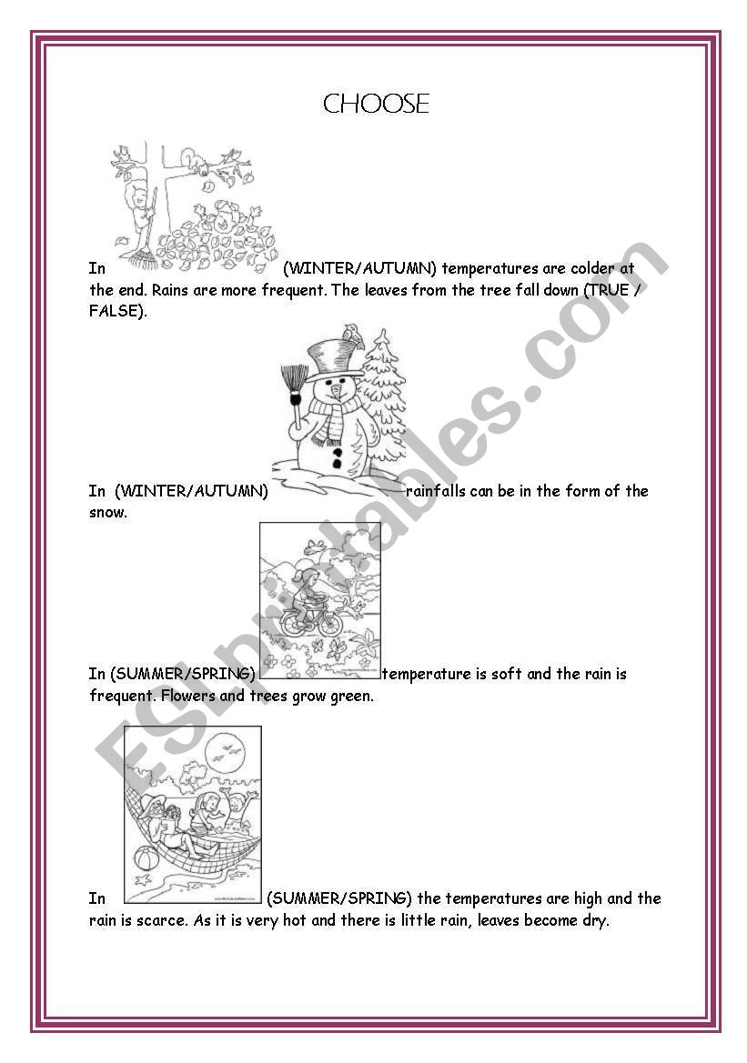 weather and seasons worksheet