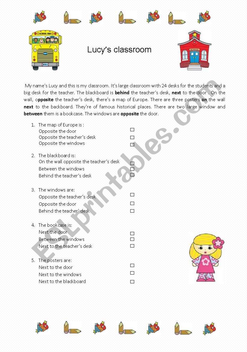 Lucys classroom worksheet