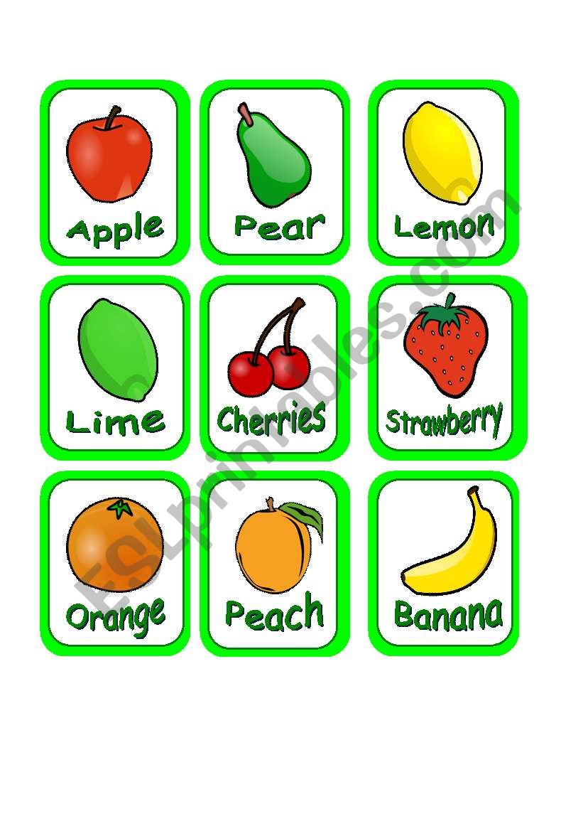 Fruits Memory game ( part 1 of  2) Fully editable