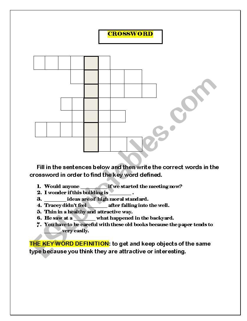 My crossword worksheet