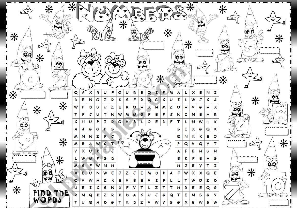 numbers wordsearch worksheet