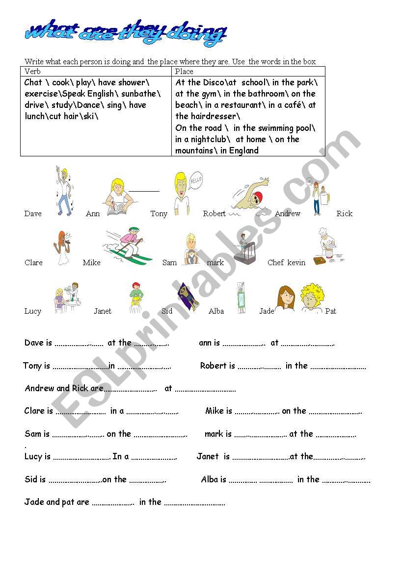 What are they doing ? worksheet