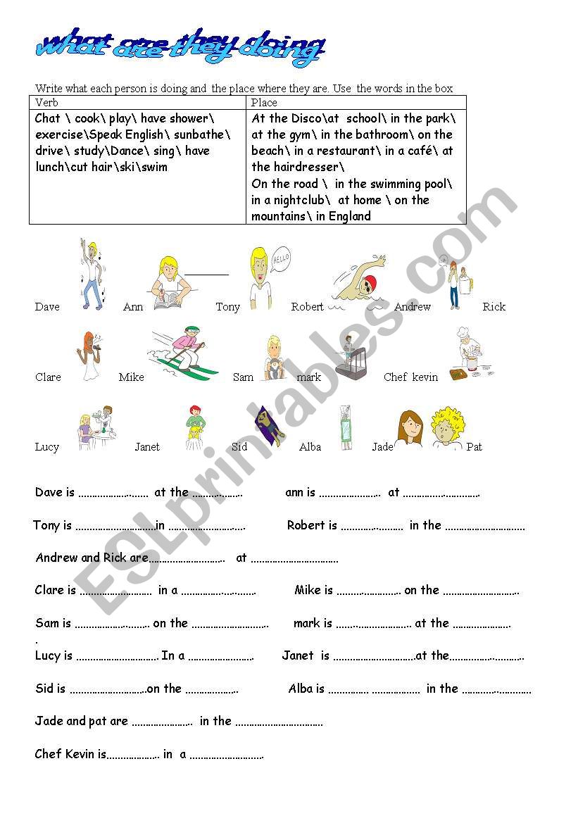 What are they doing ? worksheet