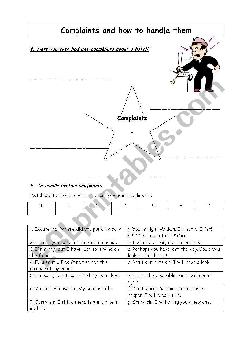 Complaints worksheet