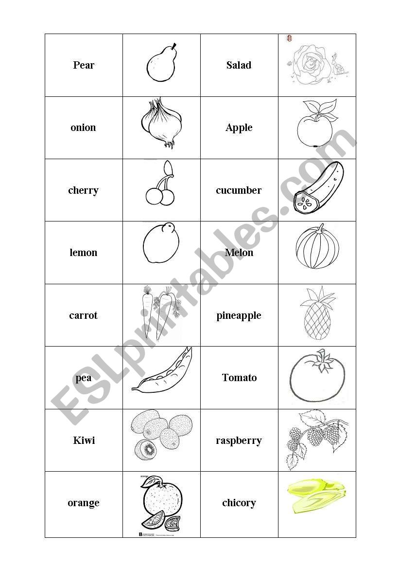 memory fruit and vegetables worksheet