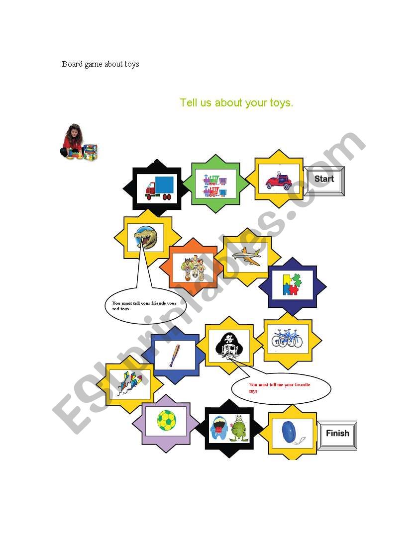 Toys board game worksheet