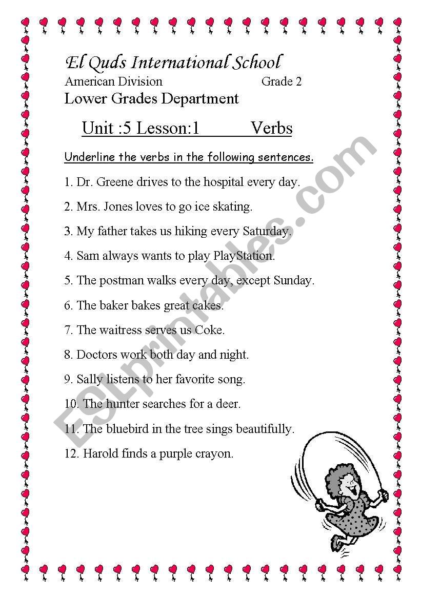 Verbs worksheet