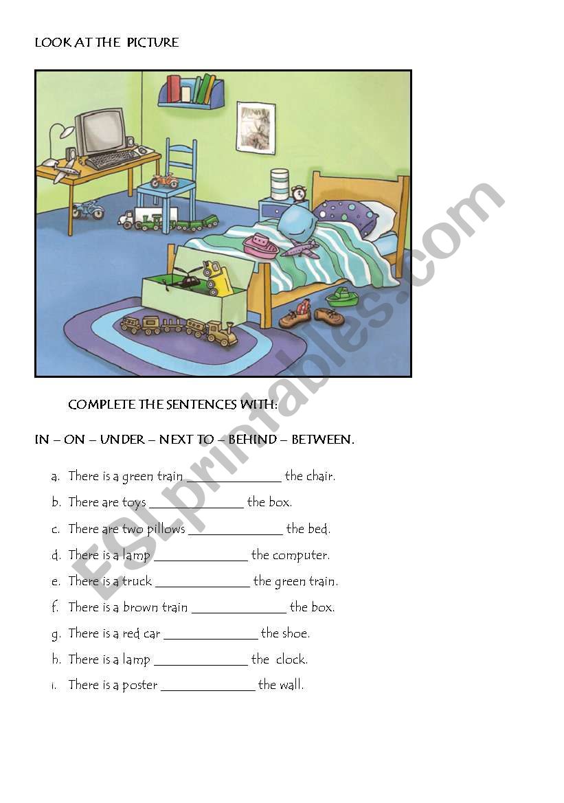 Prepositions of Place worksheet