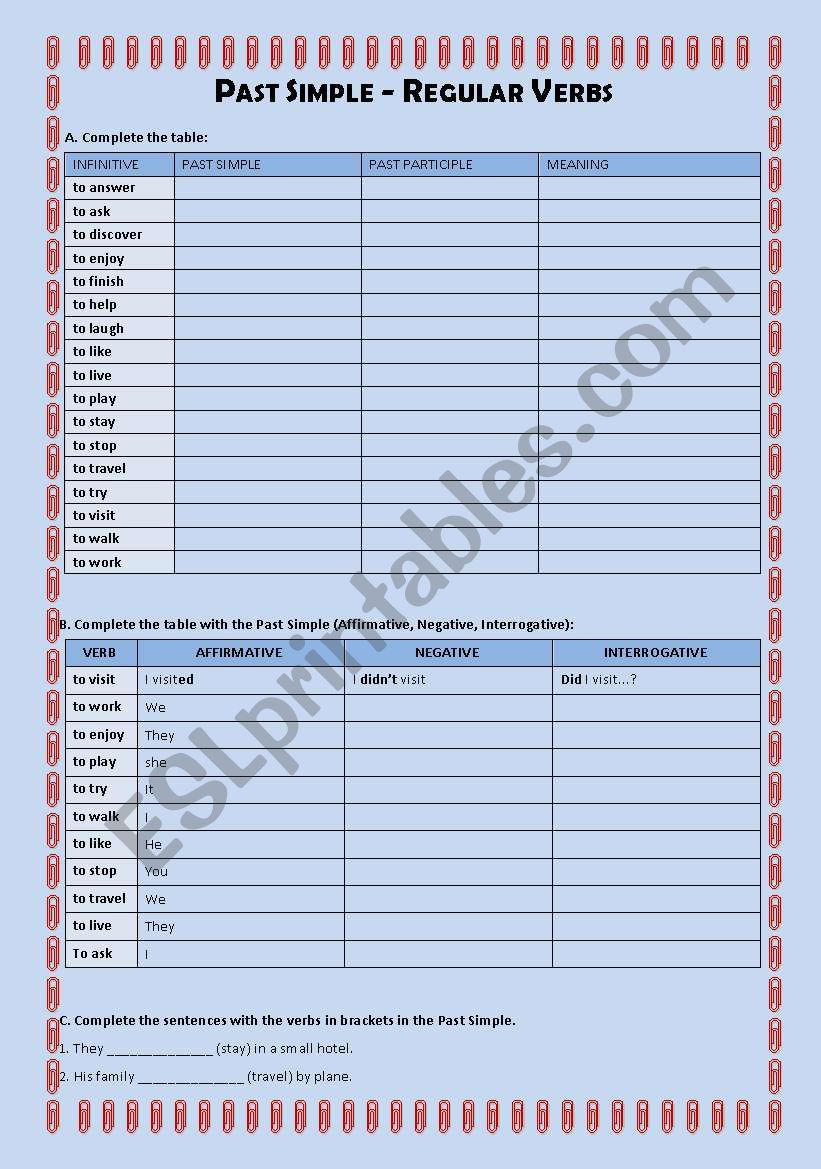 Past Simple_Regular Verbs worksheet