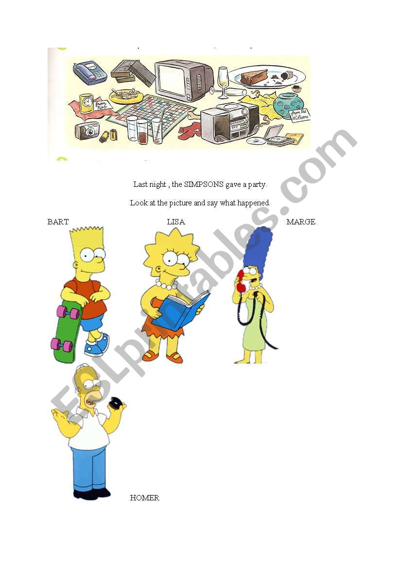 THE SIMPSONS PARTY worksheet