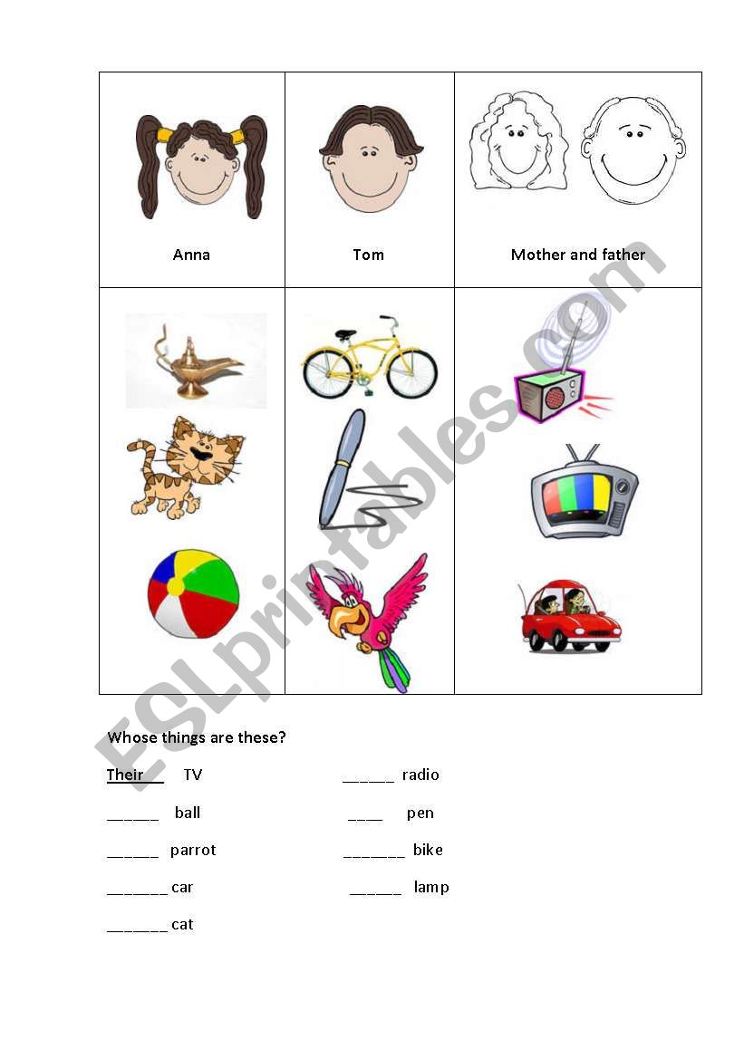 possessive prounoun worksheet