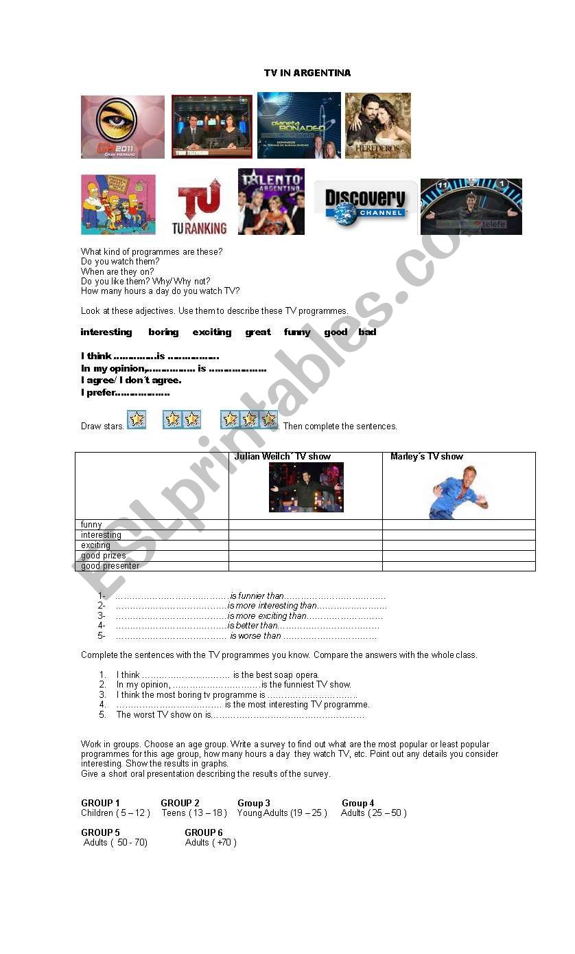 TV IN ARGENTINA worksheet