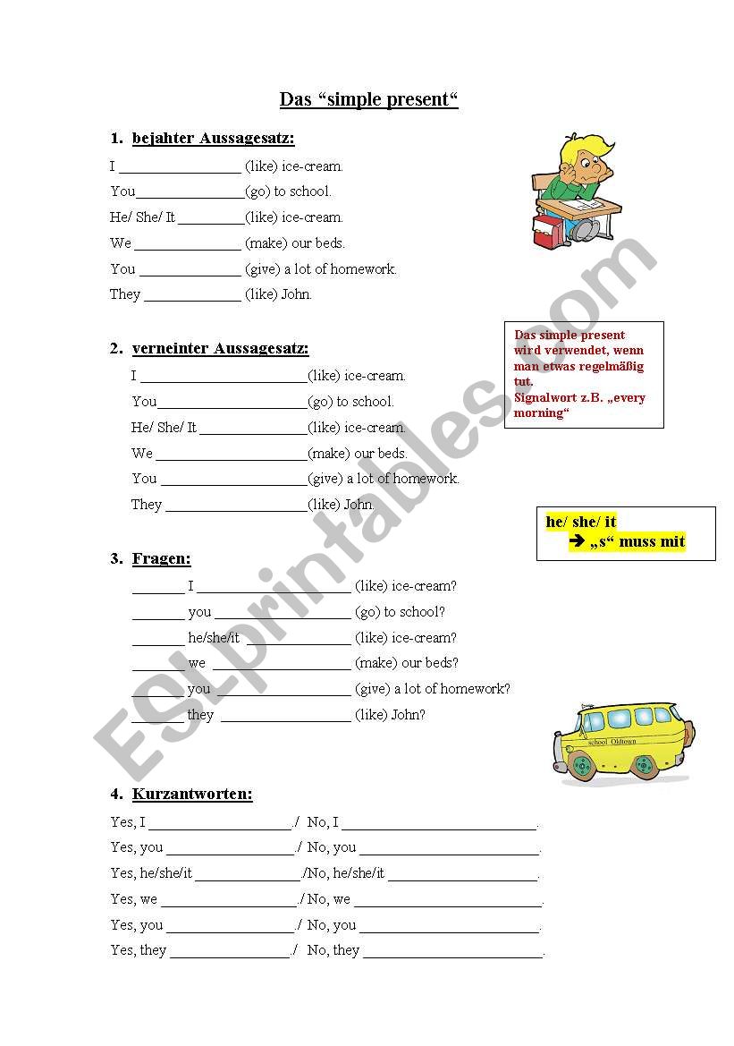 The simple present worksheet