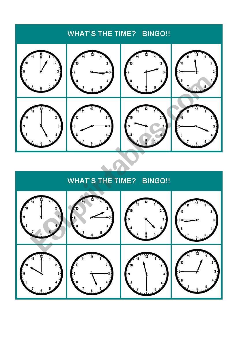 WhatÂ´s the time? Bingo! (Set 1 of 3)