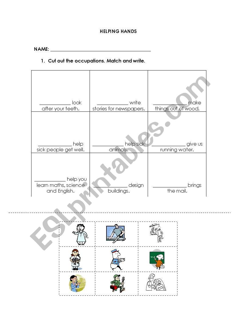 Helping hands worksheet