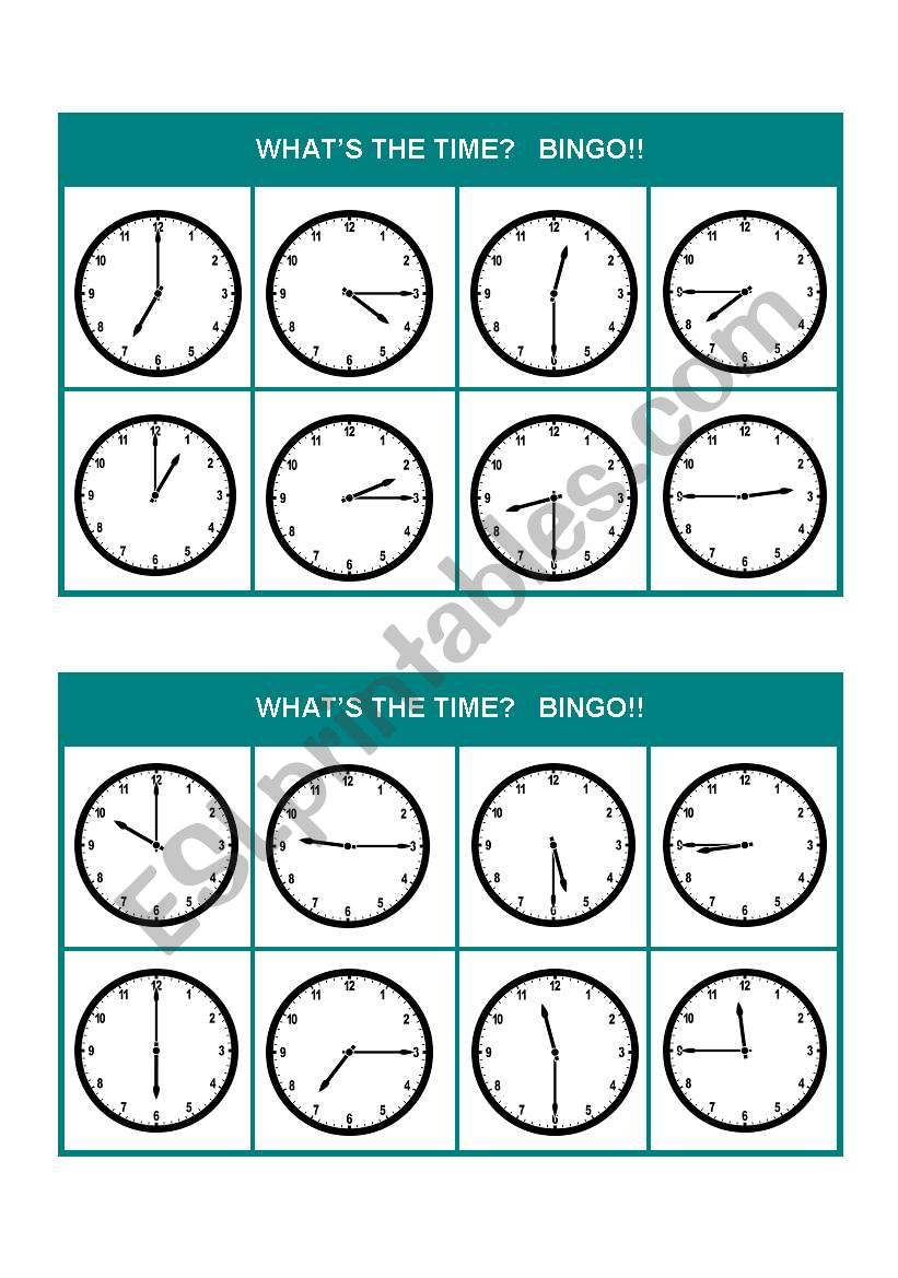 Whats the time? Bingo! (Set 3 of 3)
