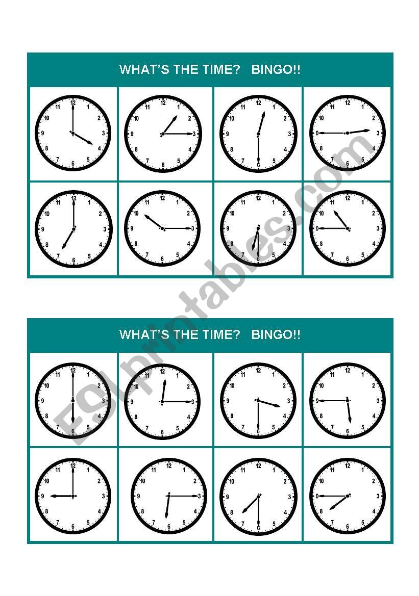 Whats the time? Bingo!  (Set 2 of 3)