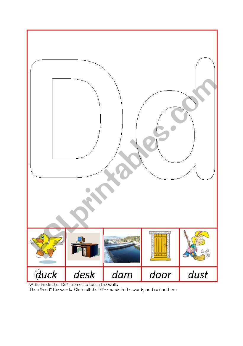 Phonic Recognition Dd worksheet
