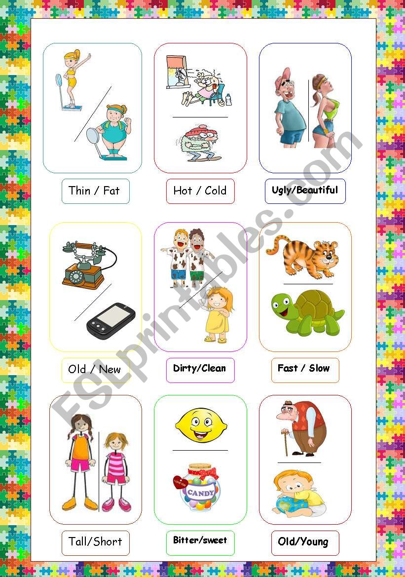 Opposites worksheet