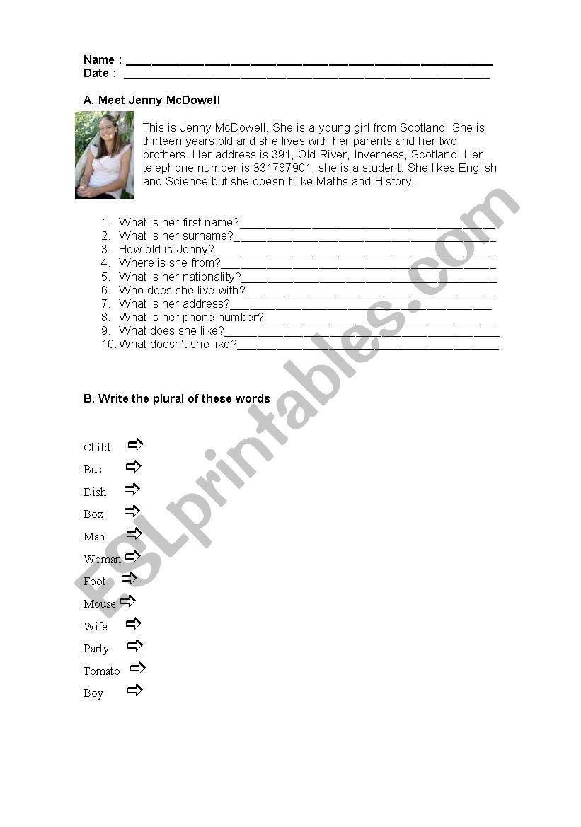 test 5th grade worksheet