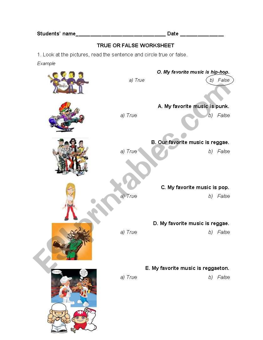 My favourite type of music worksheet