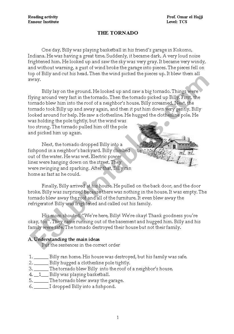 the Tornado worksheet