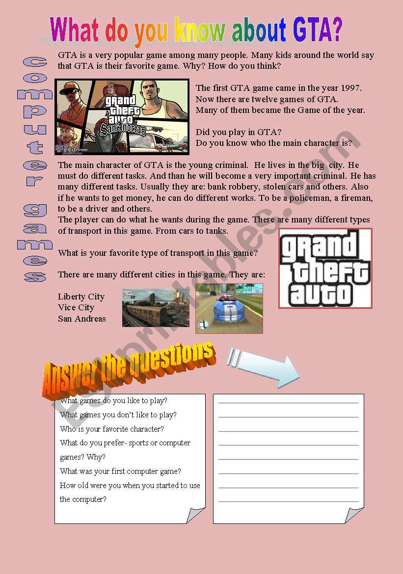 Reading about computer game GTA. 