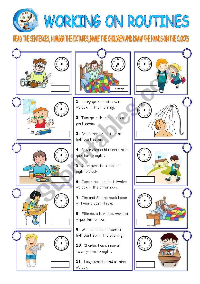 DAILY ROUTINES (2 pages) worksheet