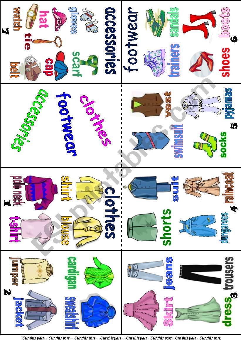 CLOTHES Mini book worksheet