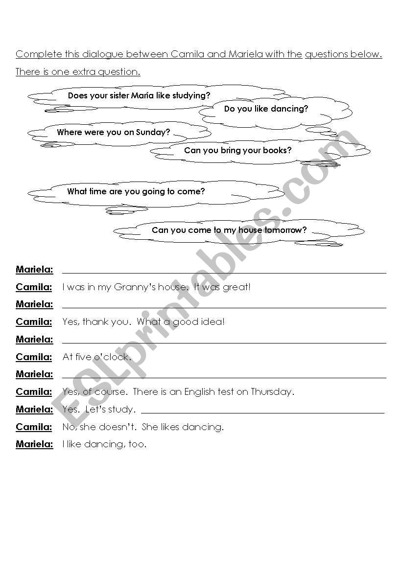 complete the dialogue with the correct questions