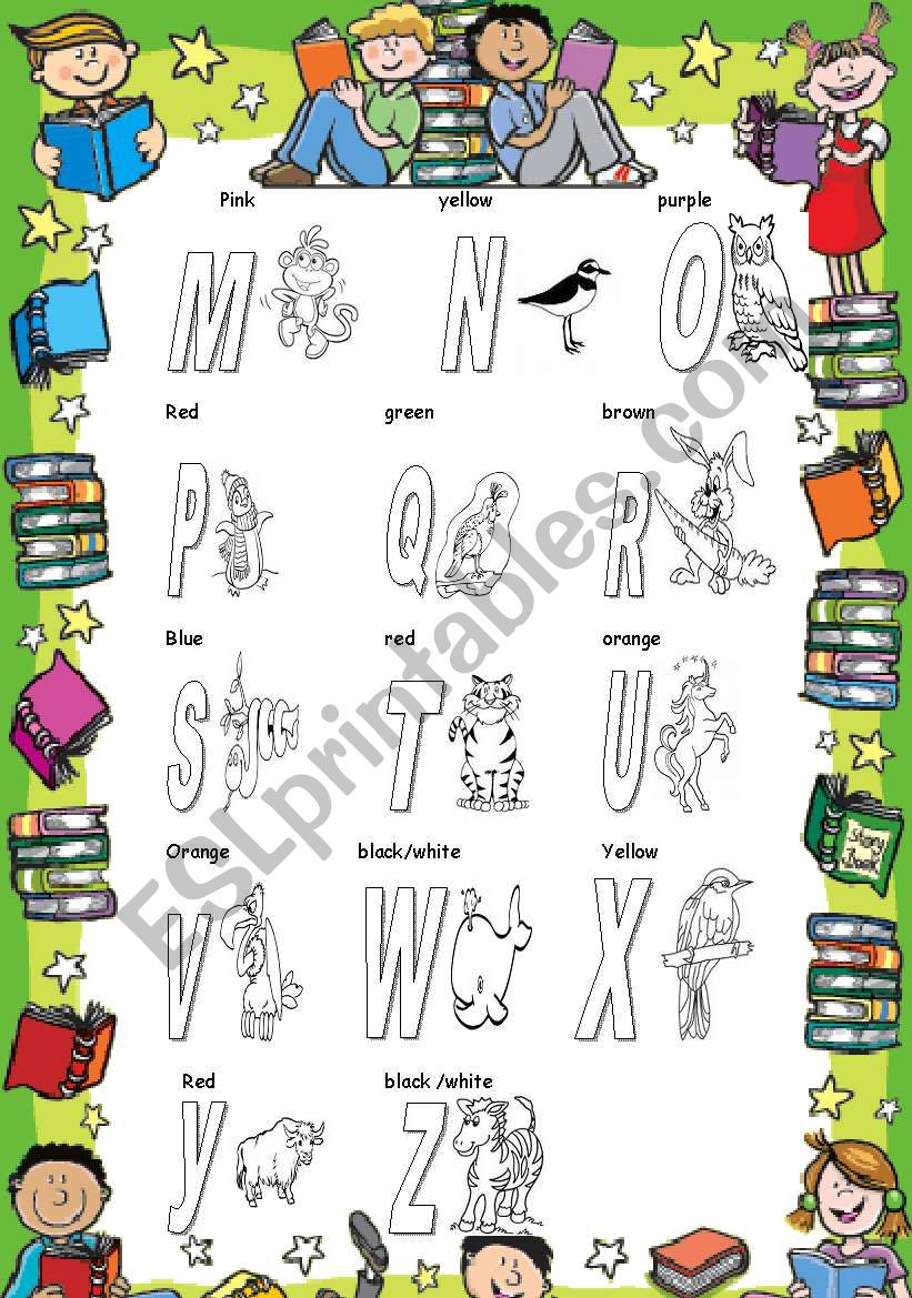 COLOR THE ALPHABET PART II (FROM M TO Z)