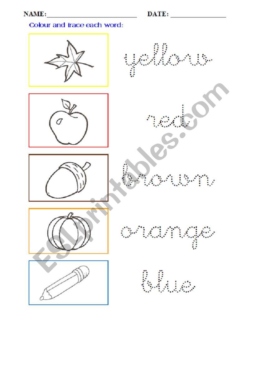 Colour and trace worksheet