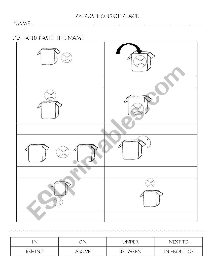 Prepositions of place worksheet